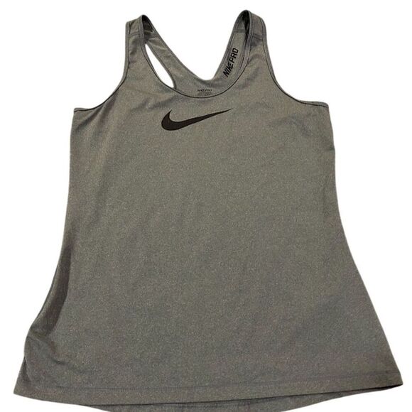 Nike Pro Women's Dri-FIT Tank Top Gray Size L Standard Athletic Racerback - Picture 1 of 8